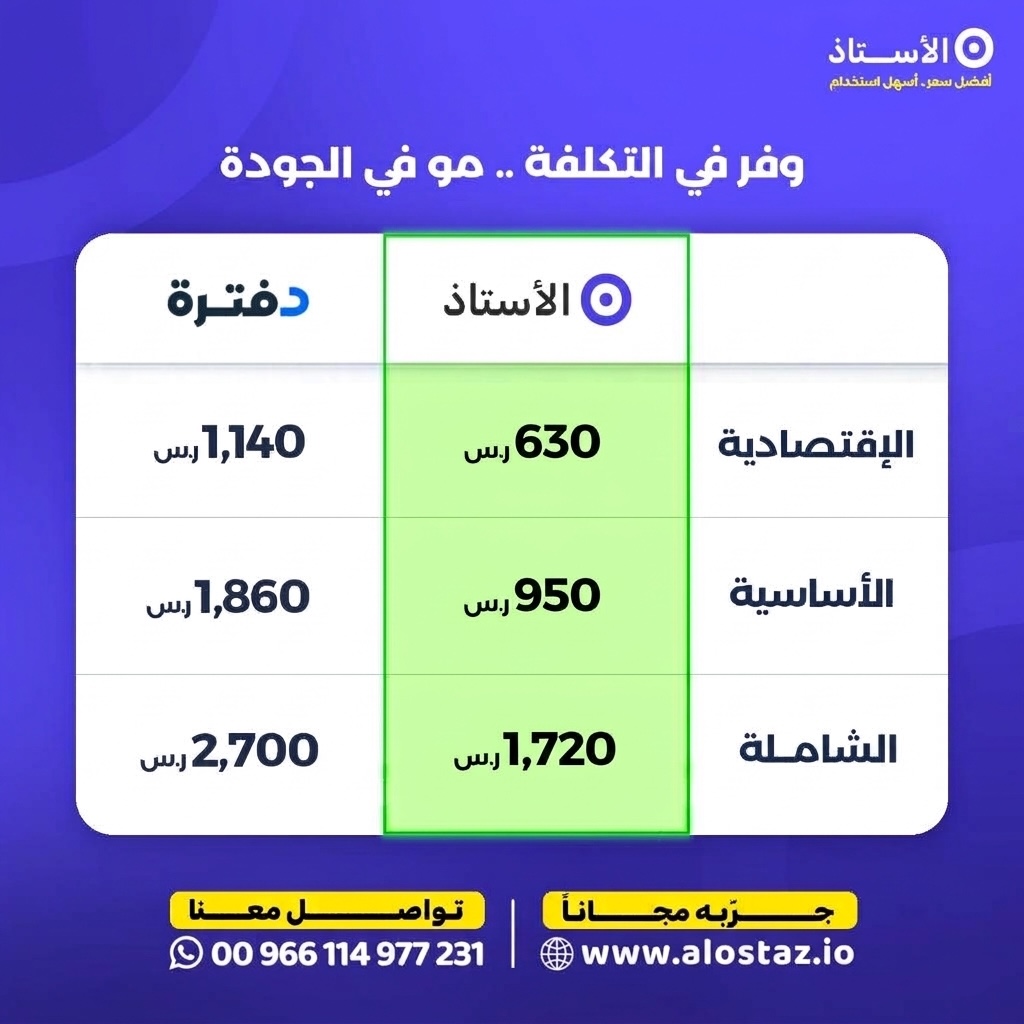 سعر باقات برنامج الأستاذ مقابل سعر باقات برنامج قيود